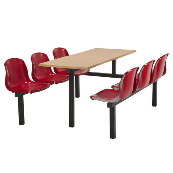 CU90 - 6-Seater Harvey Canteen Unit - 1 Way Access, Red, Beech