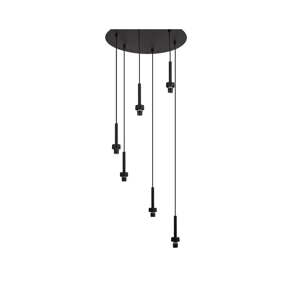 Luxuria Apex 40cm Satin Black 6 Light G9 Universal 2.5m Round Multiple Pendant