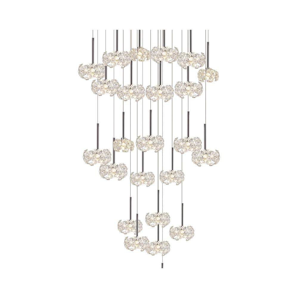 Luxuria Paramount 92cm 24 Light G9 5m Round Multiple Pendant With Polished Chrome And Crystal Shade