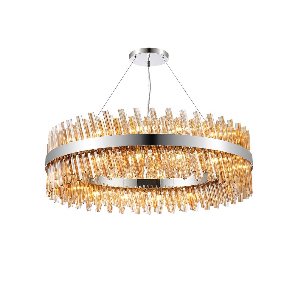 Luxuria Sylph 1m 32 Light G9 Pendant Round Polished Nickel / Amber