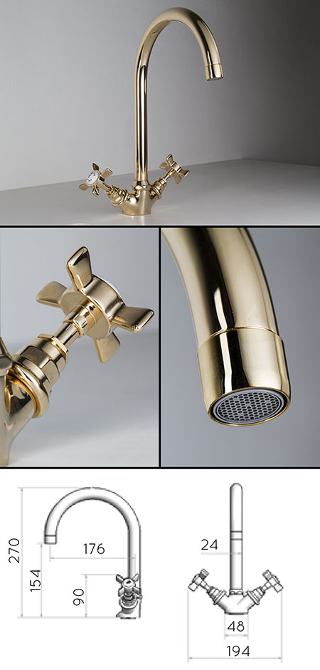 Gold Basin Mixer Tap (43BB)