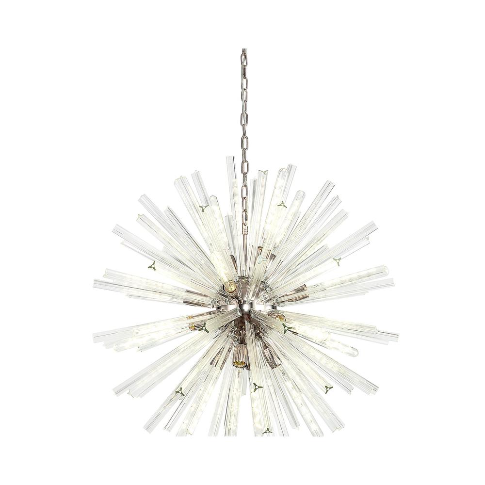 Luxuria Seneca 90cm 16 Light E27 Round Pendant Polished Nickel / Clear Glass