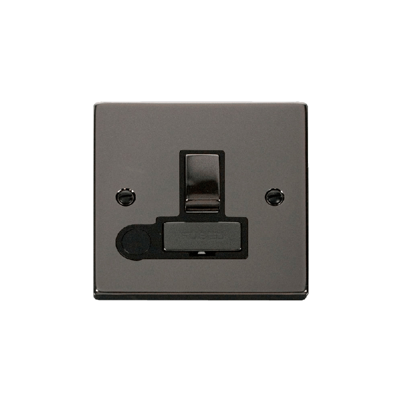 Click Deco 13A Fused 'Ingot' DP Switched Connection Unit With Flex Outlet Black Nickel Insert Black