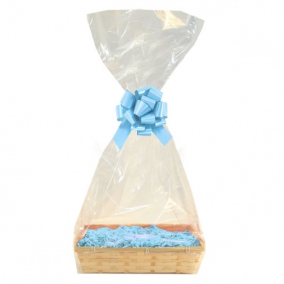 Complete Gift Basket Kit - (36x24x8cm) BAMBOO TRAY / BLUE ACCESSORIES