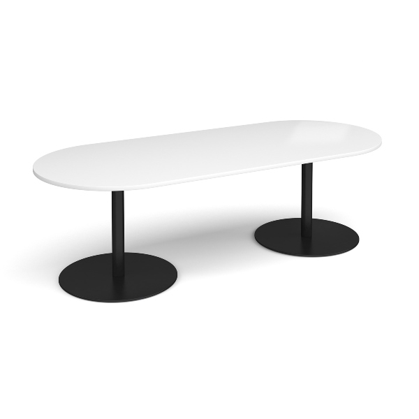 Eternal Radial End Boardroom Table with Black Legs 8 People - White