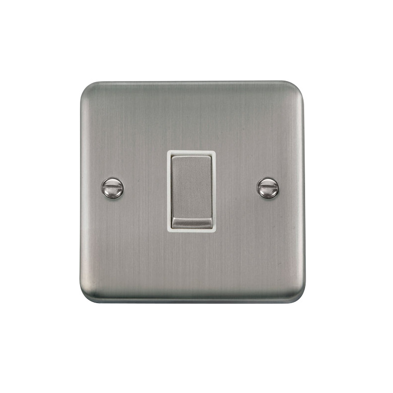 Click Deco Plus MiniGrid 1 Gang Switch Stainless Steel White Inserts