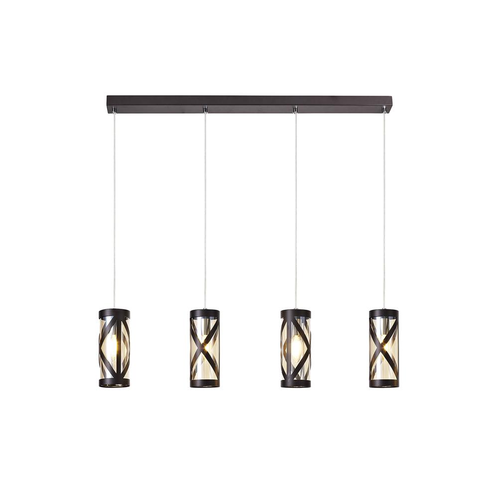 Luxuria Luminex 4 Light Bar Linear Pendant E14 Oiled Bronze/Polished Chrome/Amber