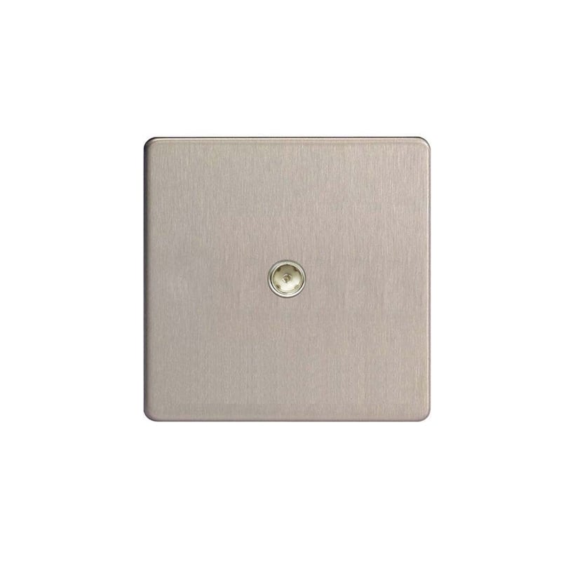 Varilight Screw Less Flat Plate Co-axial TV Socket Brushed Steel