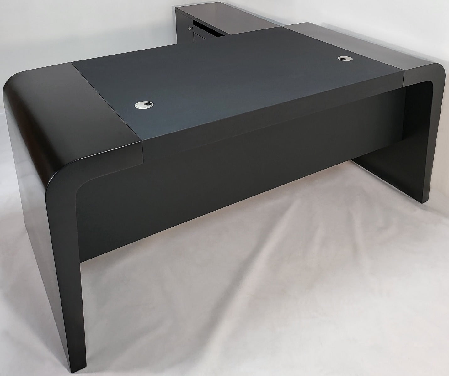 Prosparae Modern Black Executive Desk with Return & Pedestal - T1381-1.8 Huddersfield