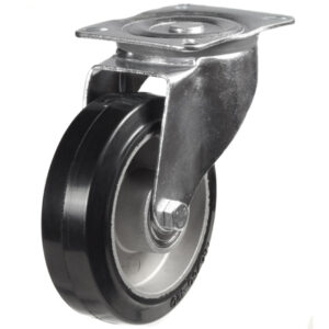 Industrial Castor Top Plate Swivel Elastic Rubber Wheel Aluminum Centre General Use For Trolleys