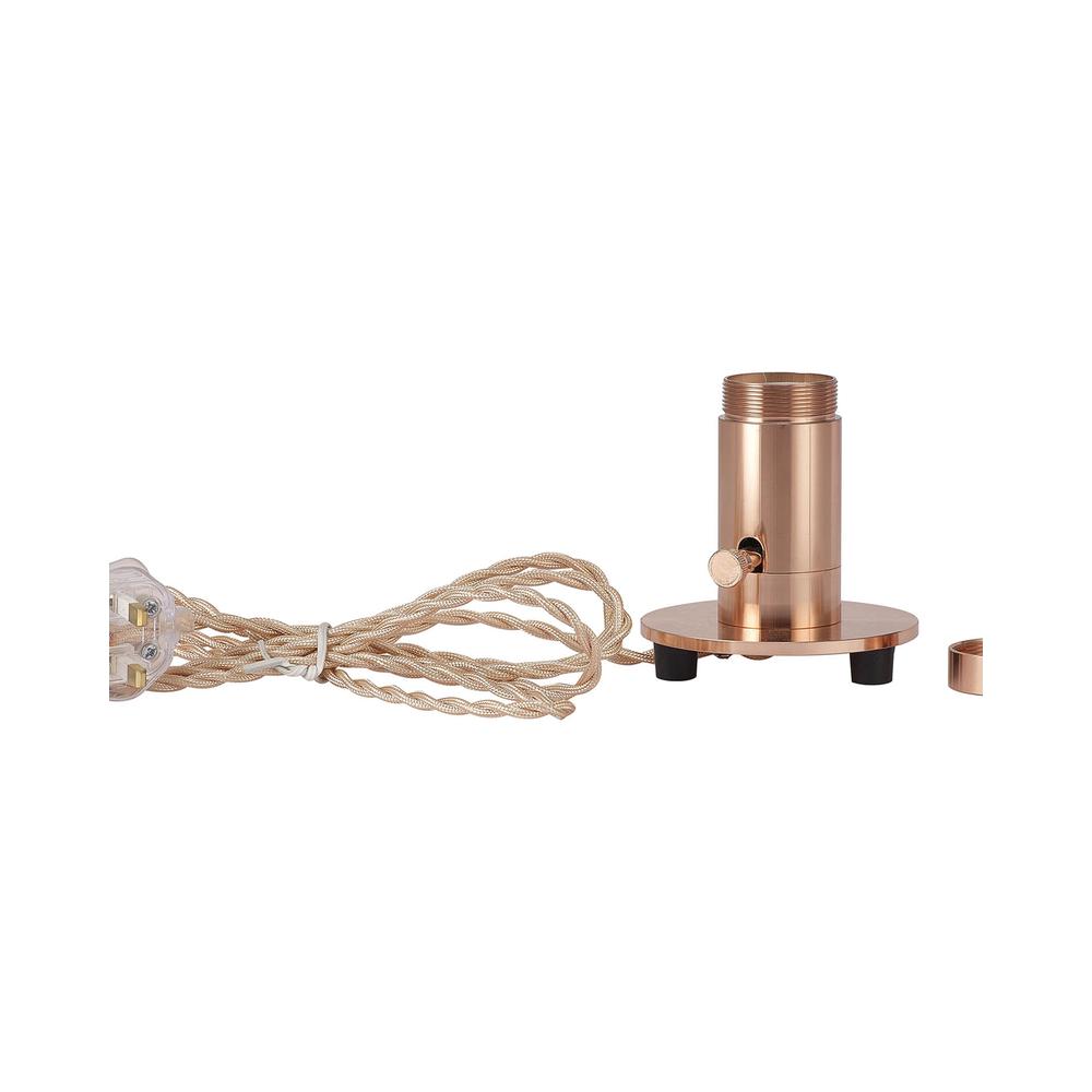 Luxuria Glorelle Table Lamp 1 Light Rose Gold With Rose Gold Braided Twisted Cable E27 (Max 60W) Suitable For Shades & Cages