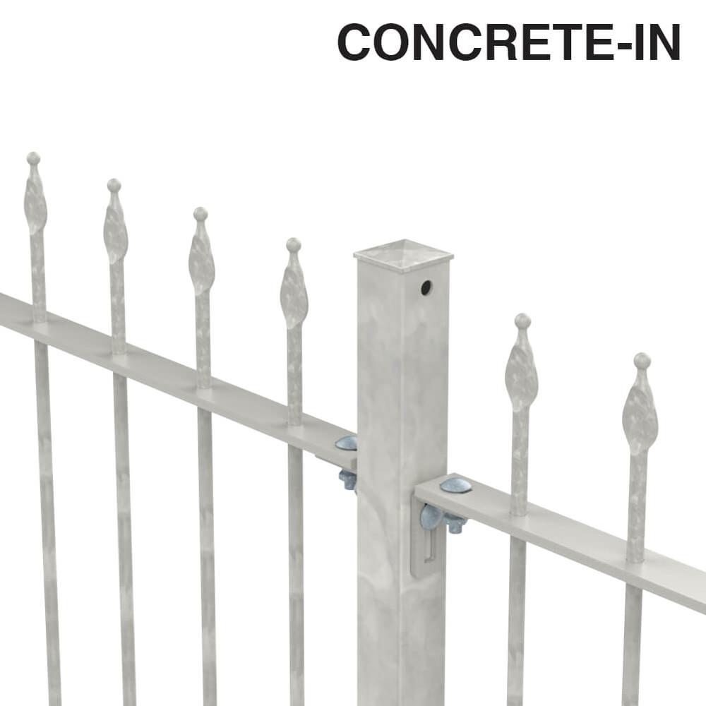 Flame Railhead 1200mm Fence - Per Metre12mm Bars - Concrete In - Galvanised