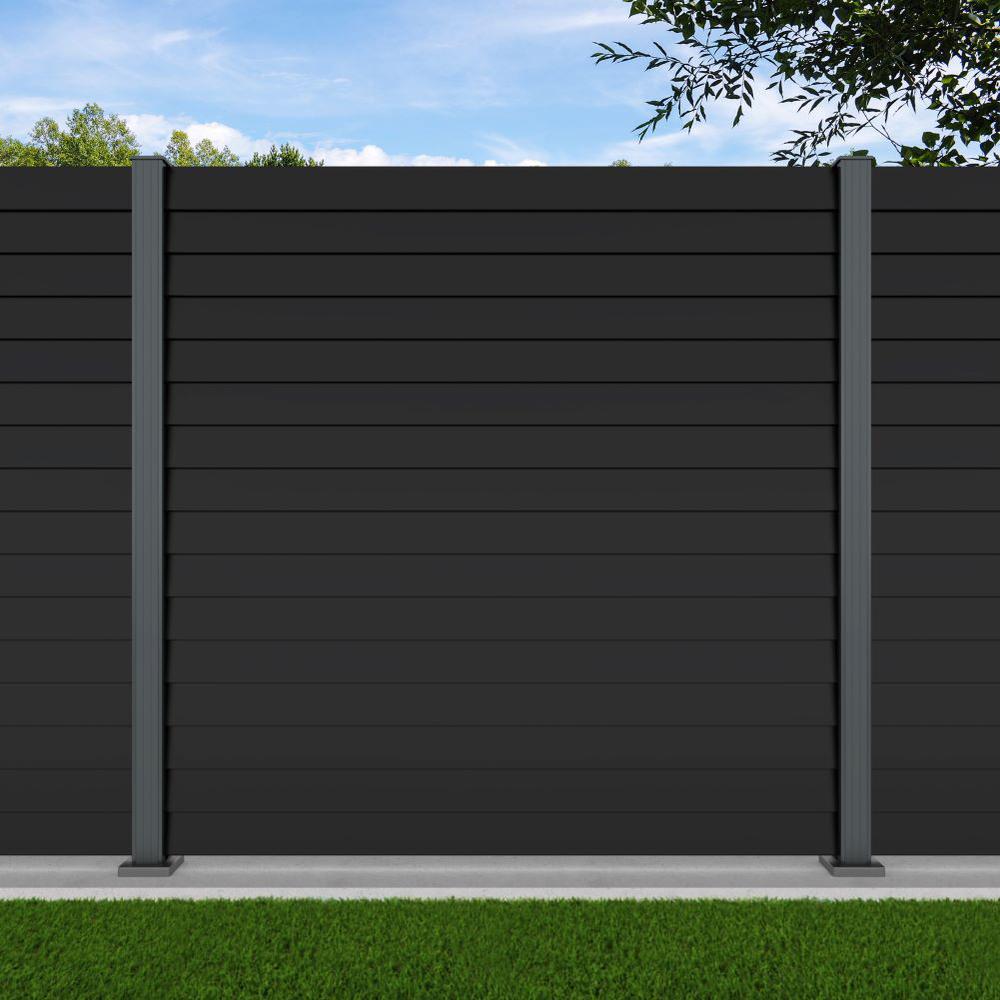 1.8m Louvre Fence Black Sand -Basalt Grey Bolt Down Posts - Metre Price 