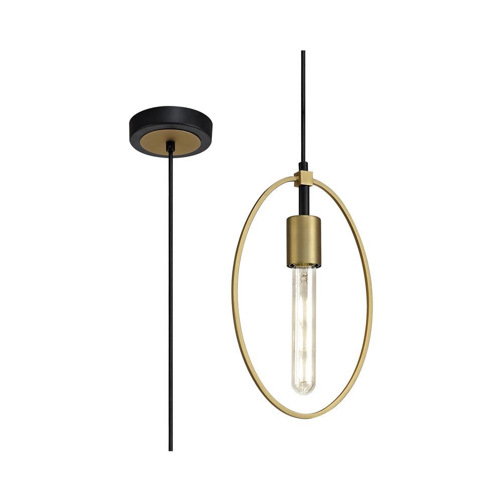 Luxuria Enigma Single Small Circle Pendant Light E27 Sand Gold/Matt Black