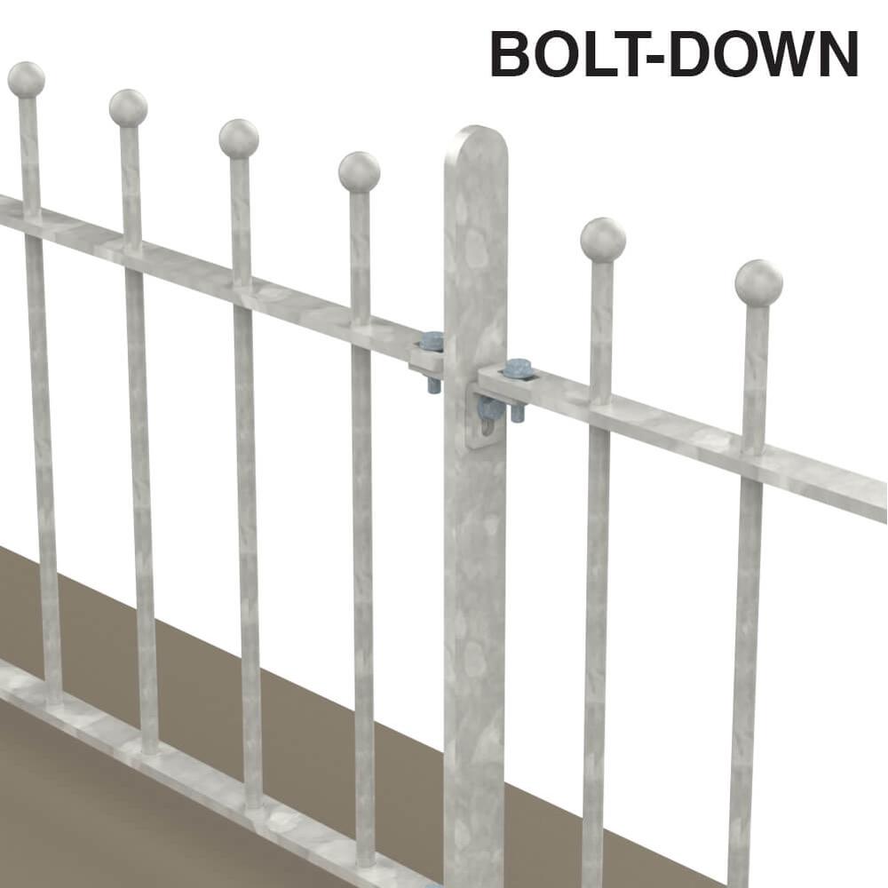 500mm Sphere Top  Bolt Down Fence p/mWith 12mm Bars - Galvanised