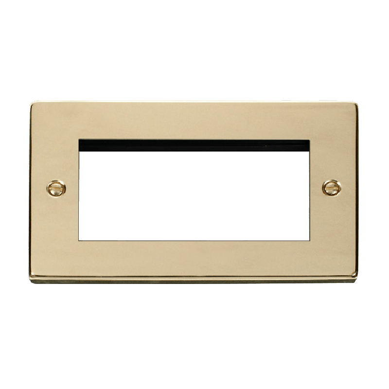 Click Deco 2 Gang Quad Aperture Double Plate Polished Brass