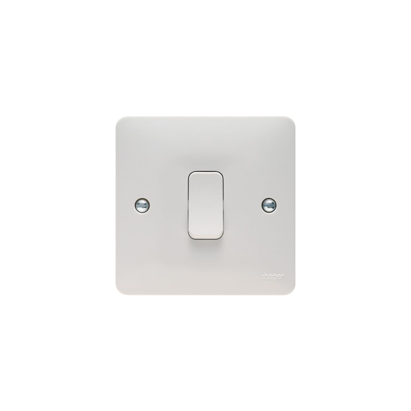 Hager Sollysta 10AX 1 Gang 1 Way Wall Switch White