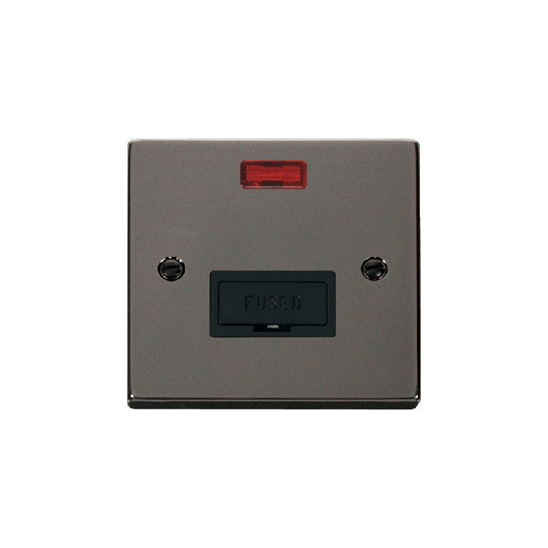 Click Deco 13A Fused Connection Unit With Neon Black Nickel Insert Black