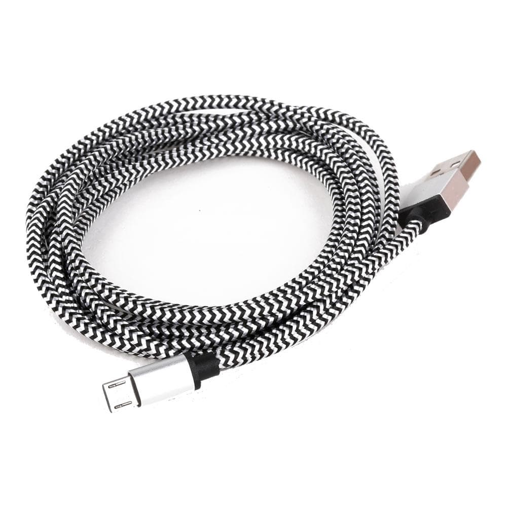 USB Cable 2m Braided Silver (Type A-Micro B)