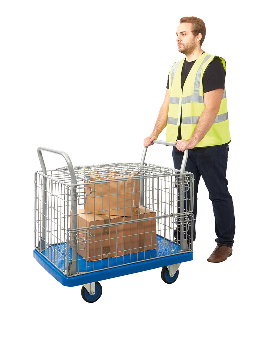 Proplaz Blue Mesh Truck With Hinged Lid & 1/2 Drop Side Trolleys