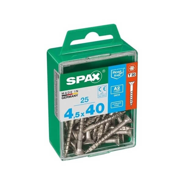 SPAX S-Steel T-STR F-CSK Screws 4.5x40mm (25)