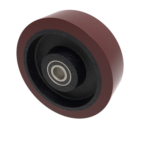 Polyurethane Cast Iron 250mm Ball Bearing Wheel 1800kg Load