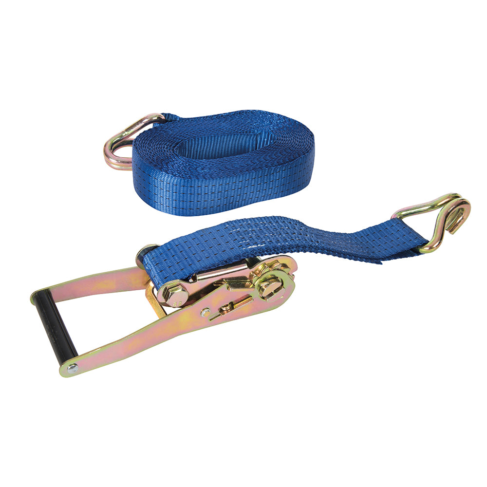 Silverline 958720 Ratchet Tie Down Strap J-Hook 8m x 50mm - Rated 2000kg Capacity 4000kg