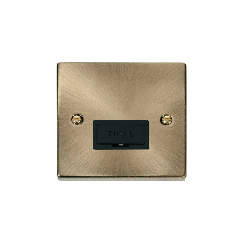 Click Deco 13A Fused Connection Unit Antique Brass Insert Black