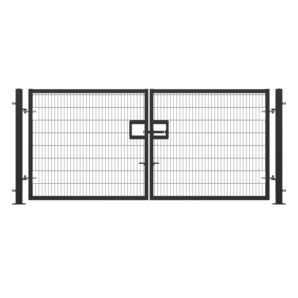 Twin Wire Double Leaf Gate 1.8H x 4mBlack Powder Coated Finish  Bolt-Down