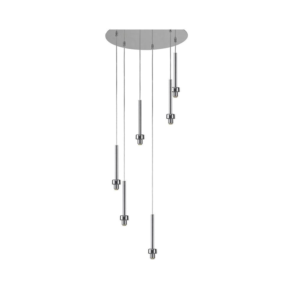 Luxuria Apex 40cm Polished Chrome 6 Light G9 Universal 2.5m Round Multiple Pendant