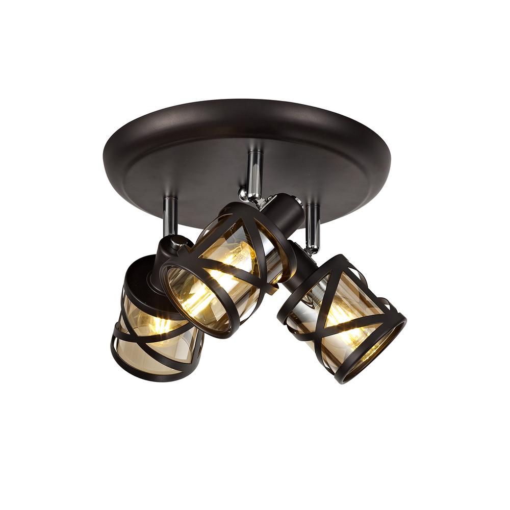 Luxuria Luminex 35cm 3 Light Round Spotlight E14 Oiled Bronze/Polished Chrome/Amber