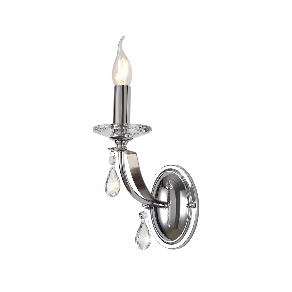 Luxuria Quincey Wall Light 1 Light E14 Polished Chrome/Satin Nickel/Clear Crystal