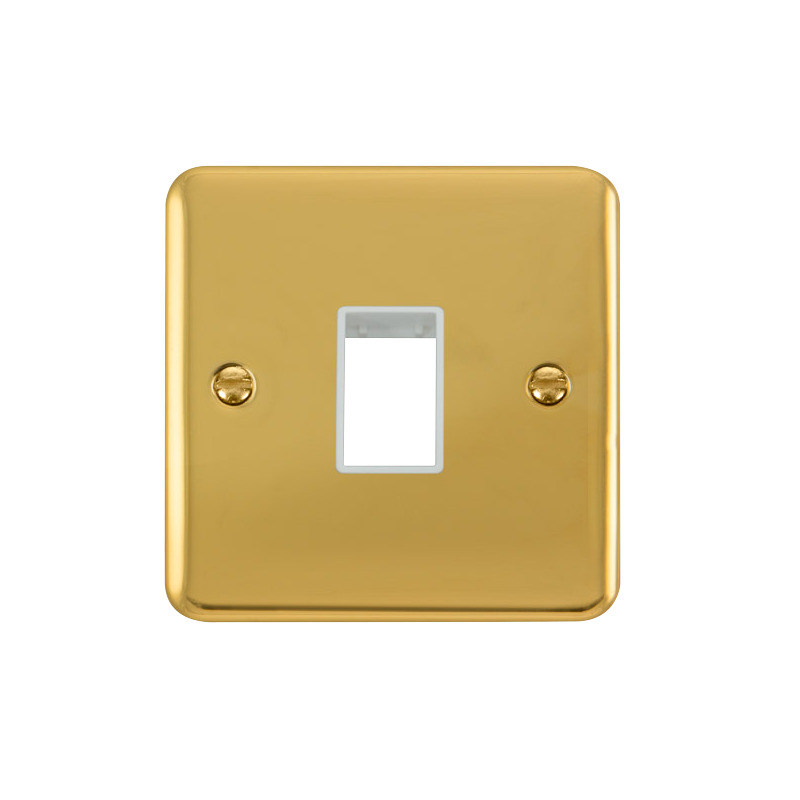 Click Deco Plus MiniGrid 1 Aperture Face Plate Polished Brass White Inserts