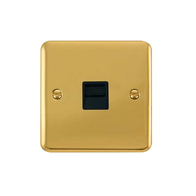 Click Deco Plus Single Telephone Outlet (Master) Polished Brass Black Inserts