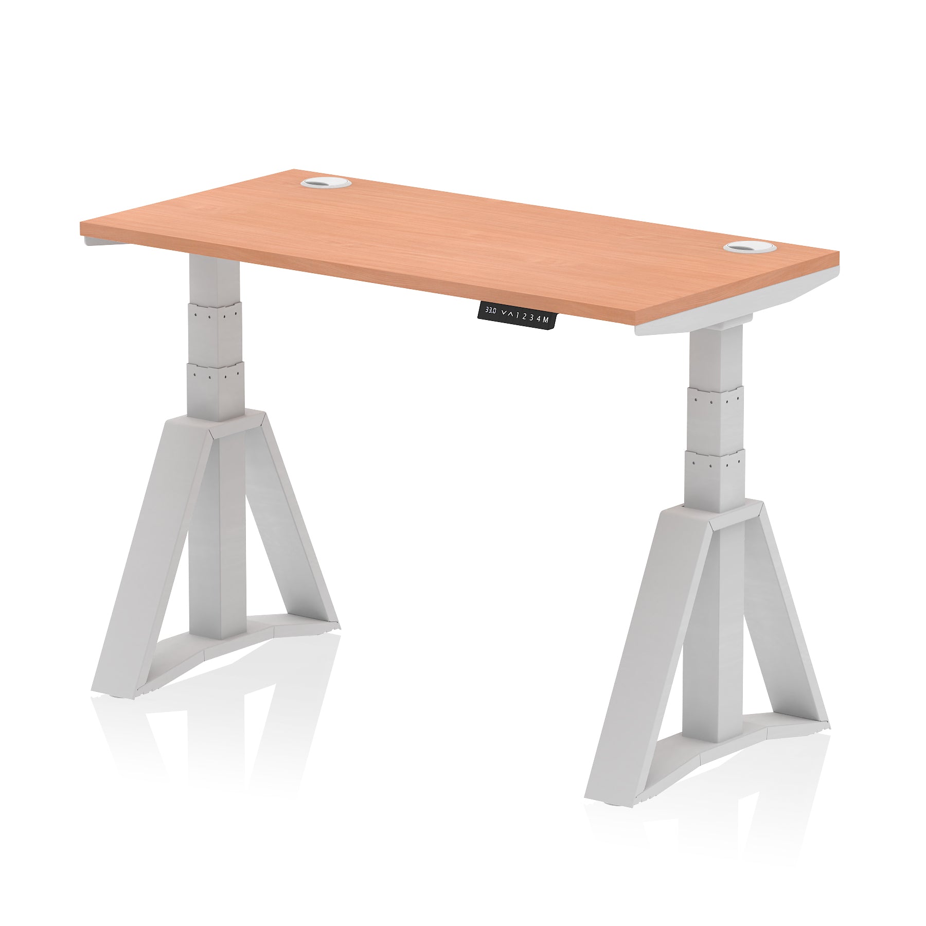 Suppliers Of Air Height Adjustable Slimline Desk With Cable Ports With Piste Foot - 1200mm, 1400mm, 1600mm or 1800mm - Multiple Colour Options UK