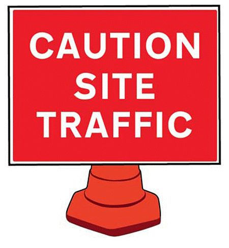 Caution site traffic reflective cone sign 600x450mm (cone not included)