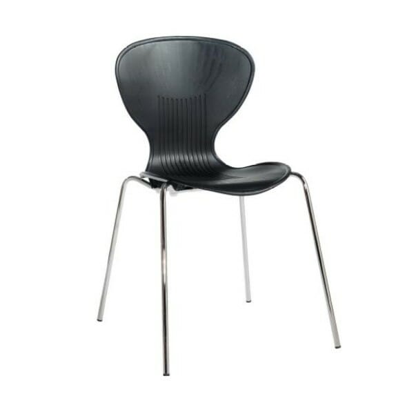 Sienna One Piece Shell Chair in Black Pack of 4