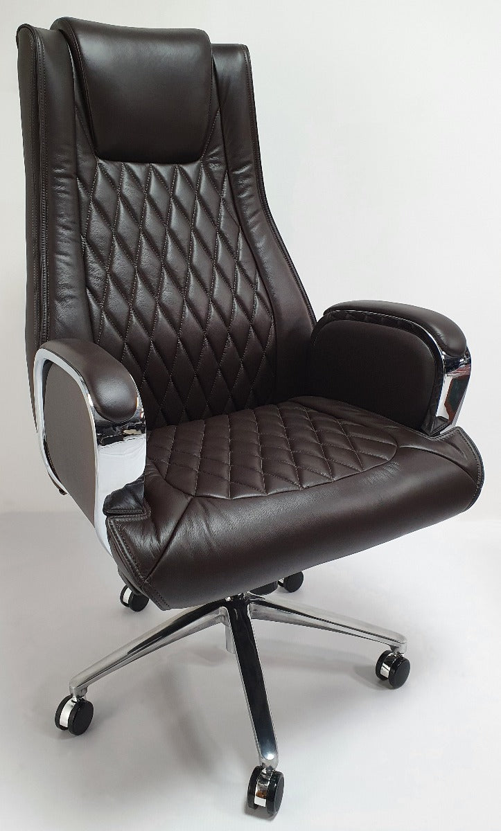 Specialising In Dark Brown Leather Executive Office Chair - CHA-1202A North Yourkshire