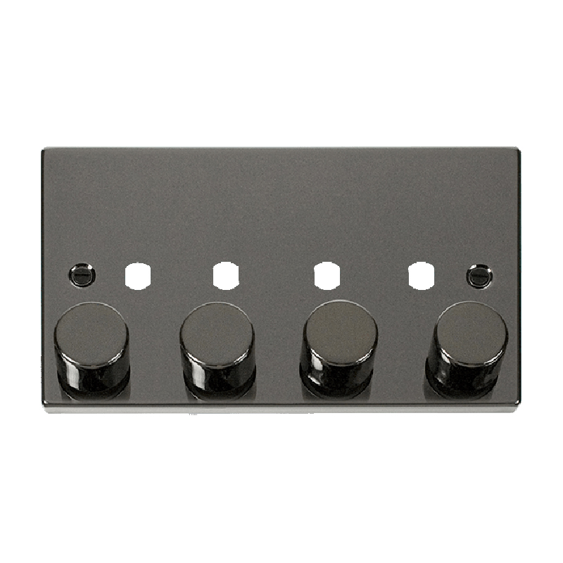 Click Deco 4 Gang Unfurnished Dimmer Plate and Knob (1600W Max) Black Nickel