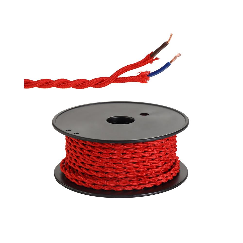 Luxuria Glorelle 25m Roll Red Braided Twisted 2 Core 0.75mm Cable