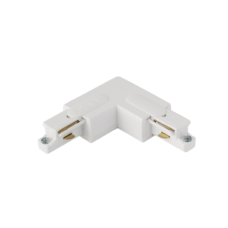 Aurora Single Circuit Track L Connector Inside Feed White