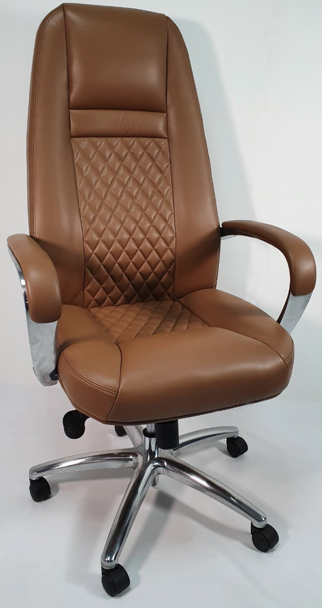 High Back Tan Leather Executive Office Chair - 1712A UK