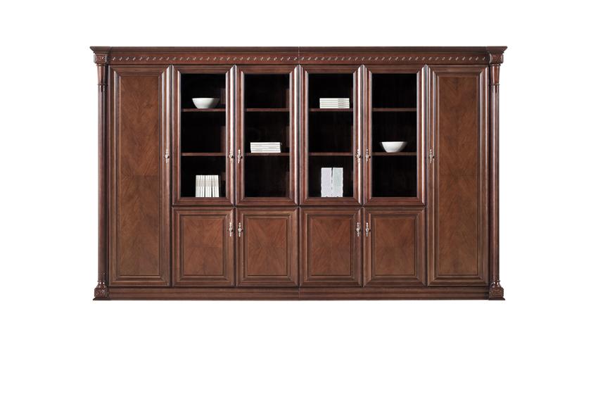 Large Real Wood Veneer Executive Office Storage Bookcase with Glass Doors - 3000mm - UM5E6 North Yourkshire