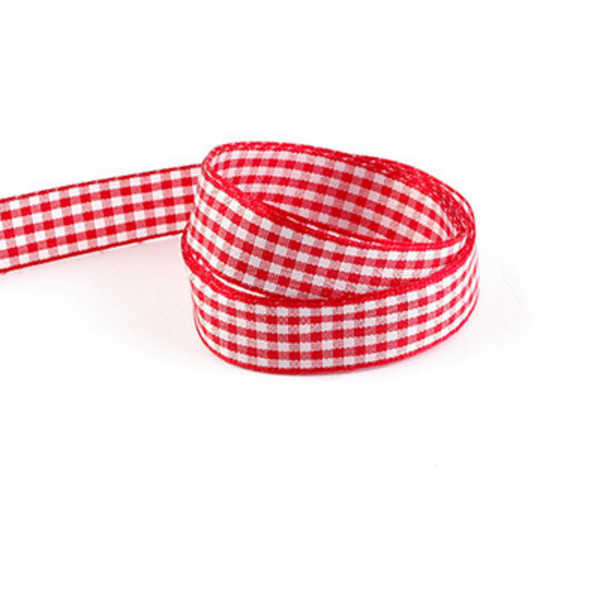 GI283805 Woven Edge Double Face Polyester Gingham RED