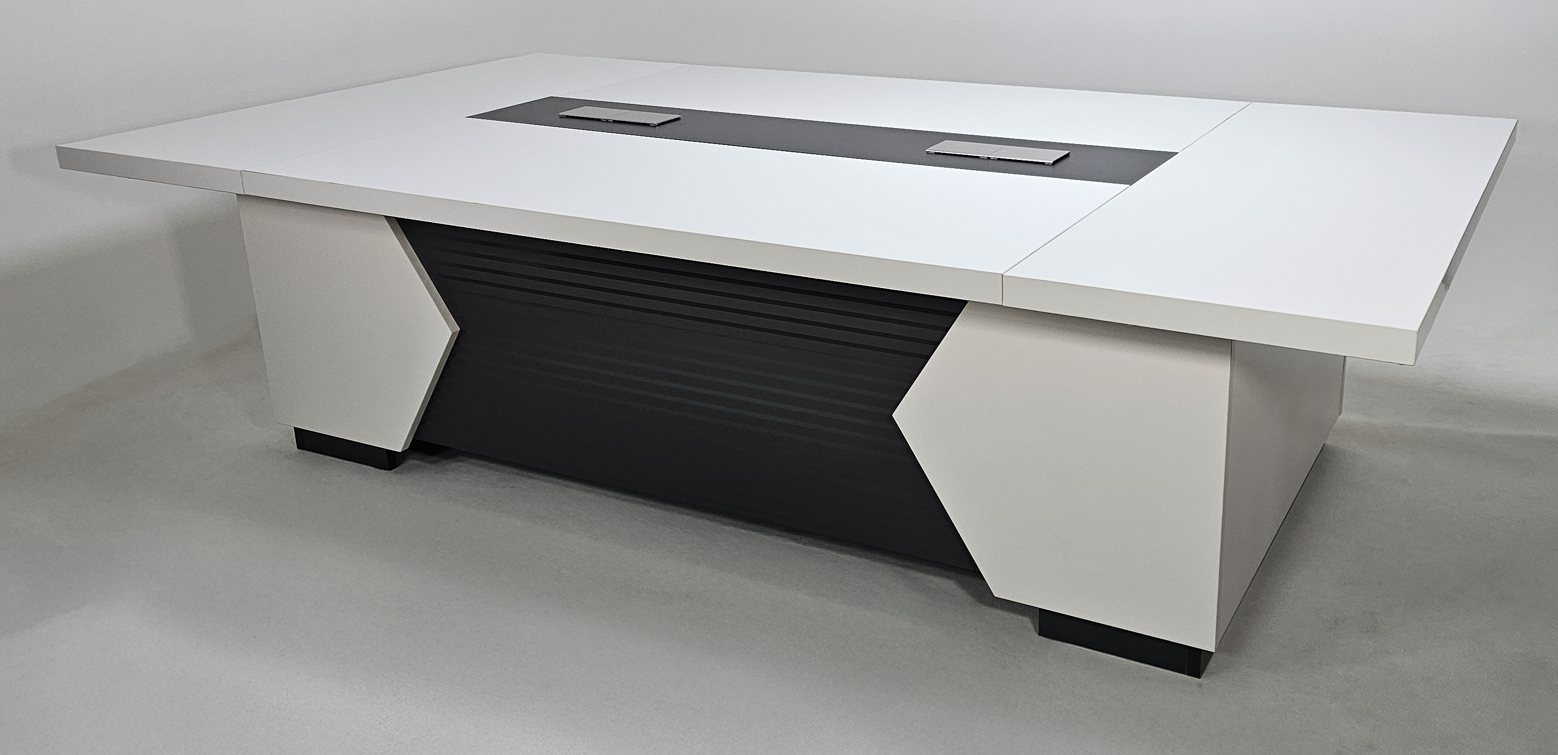 Specialising In Quality Executive Boardroom Table in White - Table Top Power Integrated - 2800mm or 3200mm - XS-MET-M North Yourkshire
