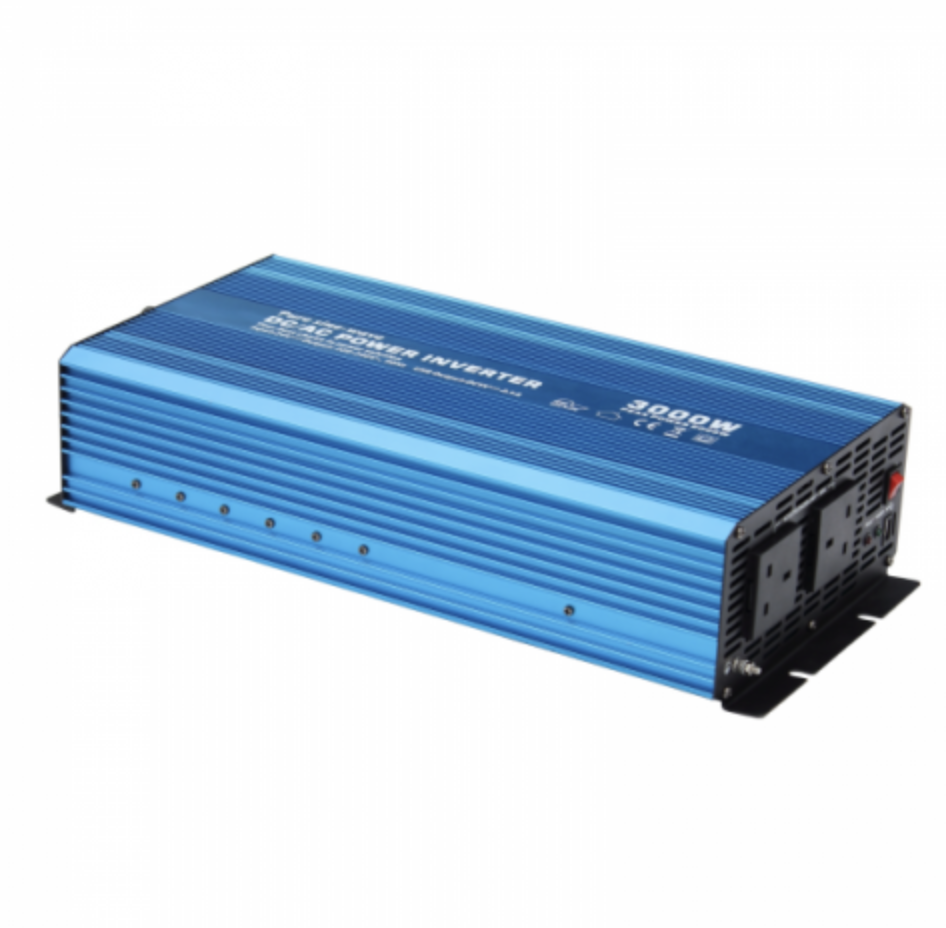 3000w 24v pure sine wave power inverter 230v ac output (uk sockets), with remote on/off switch