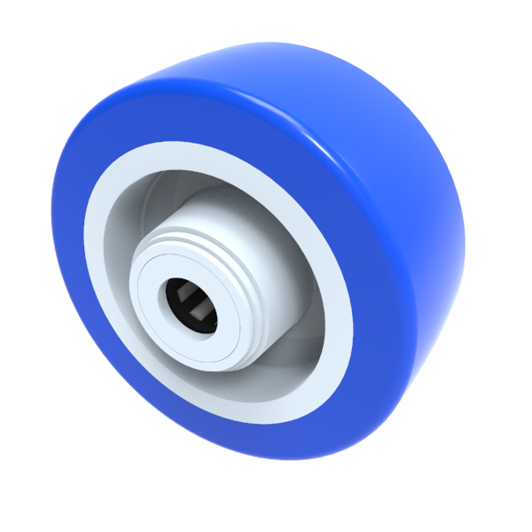 Soft Blue Polyurethane Nylon 80mm Roller Bearing Wheel 210kg Load