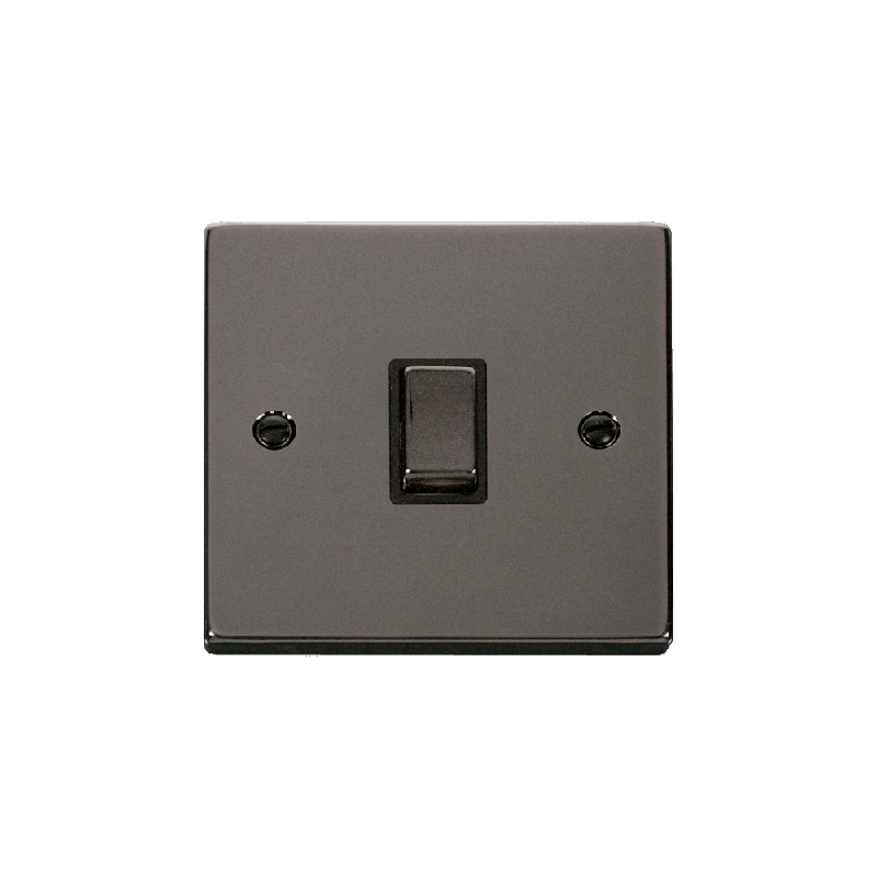 Click Deco 20A 1 Gang Double Pole 'Ingot' Switch Black Nickel Insert Black