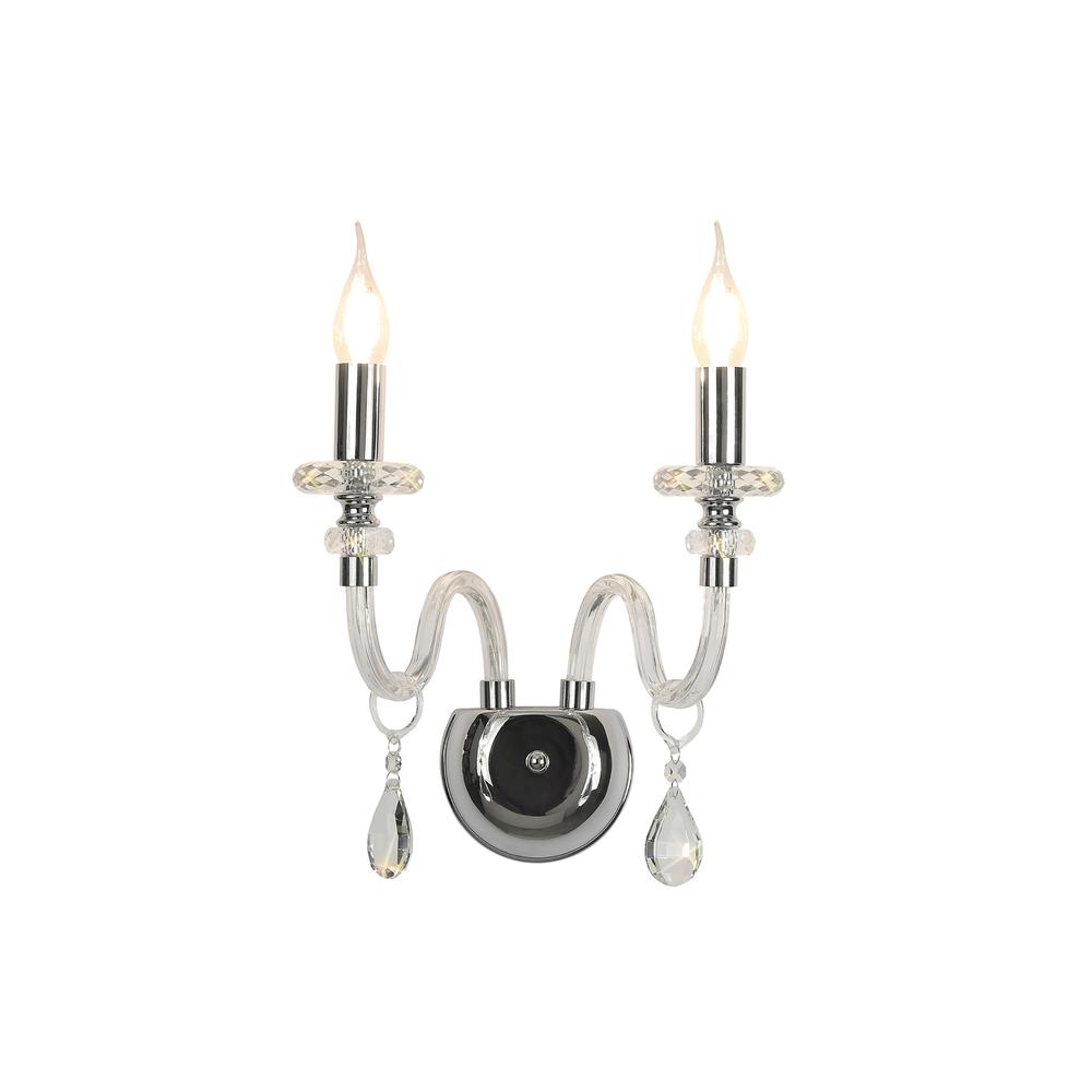 Luxuria Aldrich Wall Light 2 Light E14 Polished Chrome/Clear Glass/Crystal