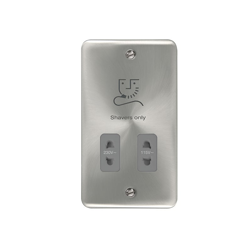 Click Deco Plus Shaver Socket Satin Chrome Grey Inserts